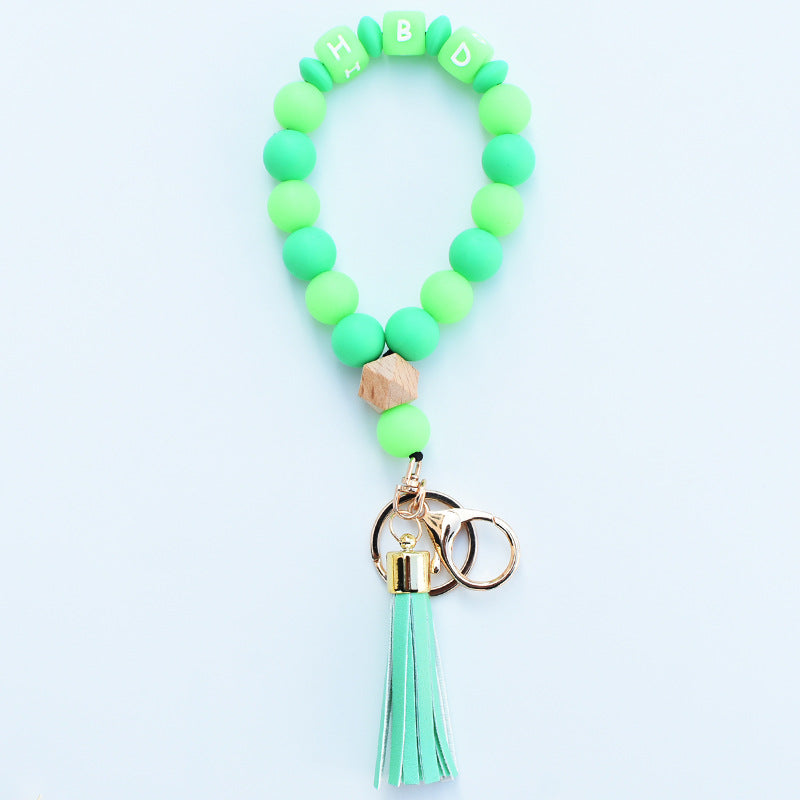 Wholesale Silicone Beaded Alphabet Wrist Keychain